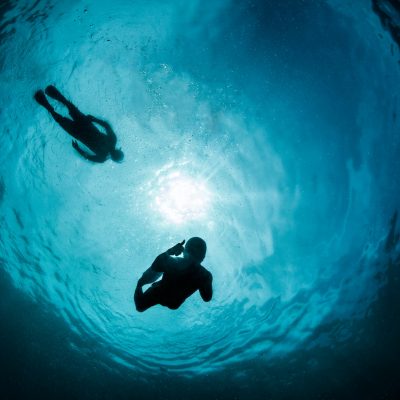 snorkellers silhouettes